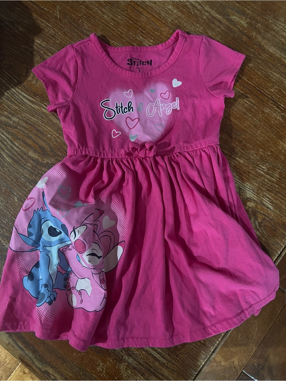 Disney Hot Pink Stitch & Angel Graphic Casual Dress